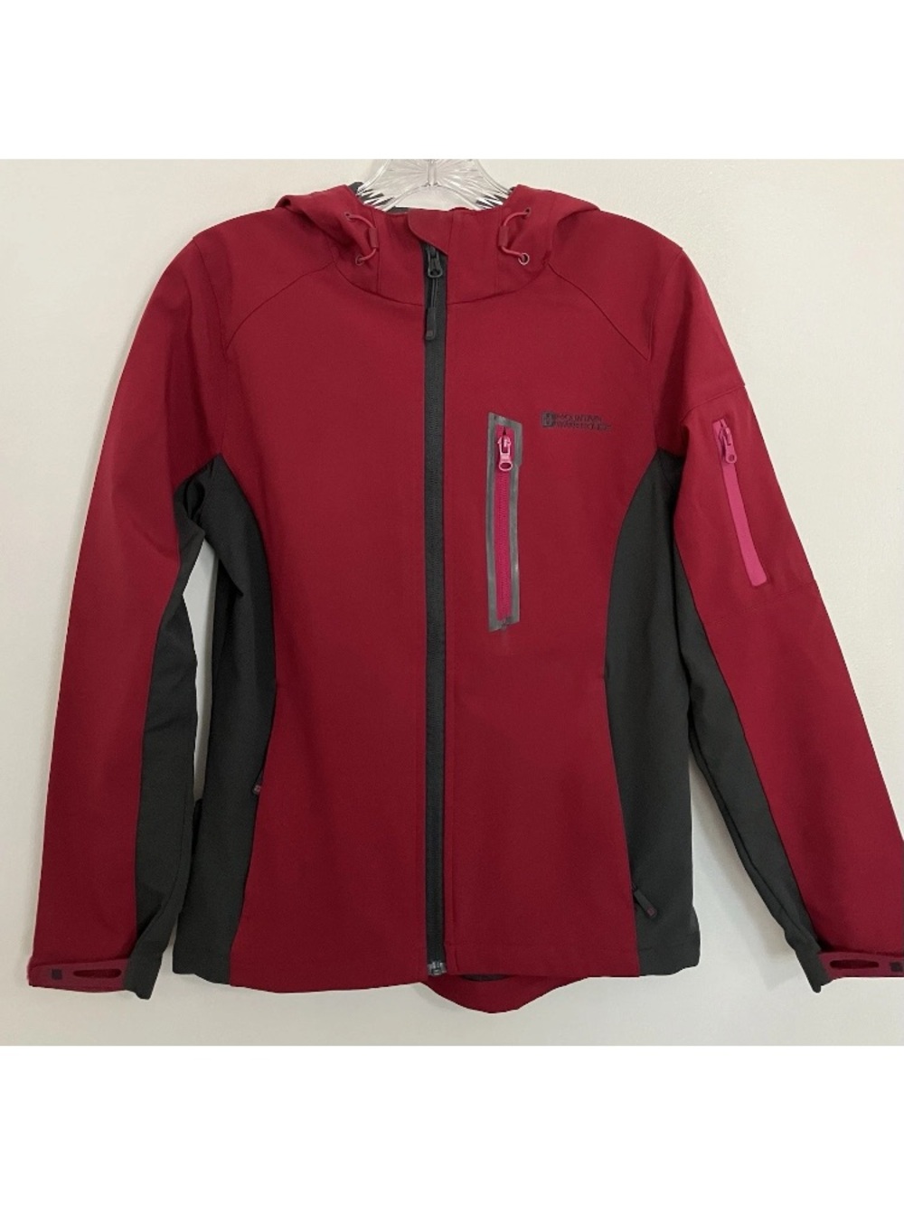 Women's Maroon & Charcoal Ski Jacket with Hood